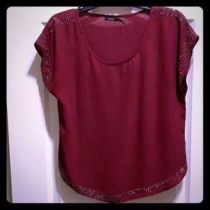 Burn red blouse with studs
